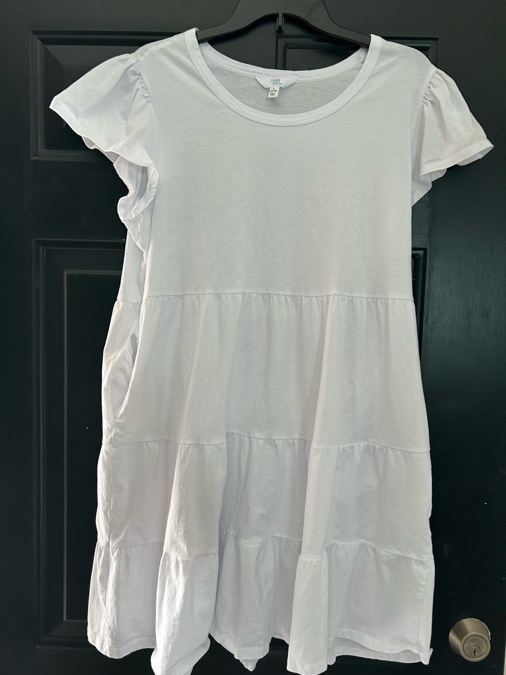 Women’s ' White Tiered Flutter Sleeve Dress SE